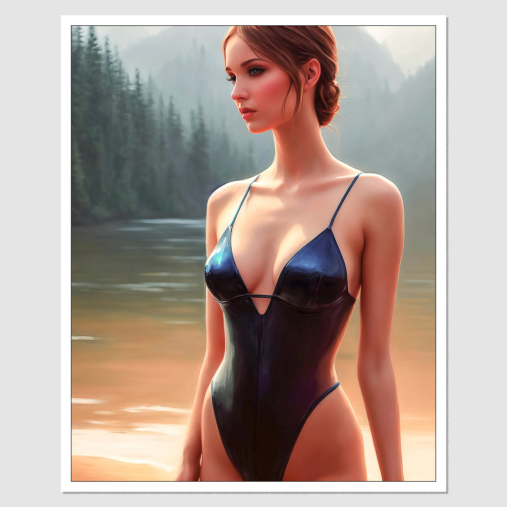 SD-03107 A Painting Of A Naked Nude Woman Standing In Front Of A Body Of  Water, A Fine Art Painting, Figurative Art, Game Cg, Hot Petite Teen Girl