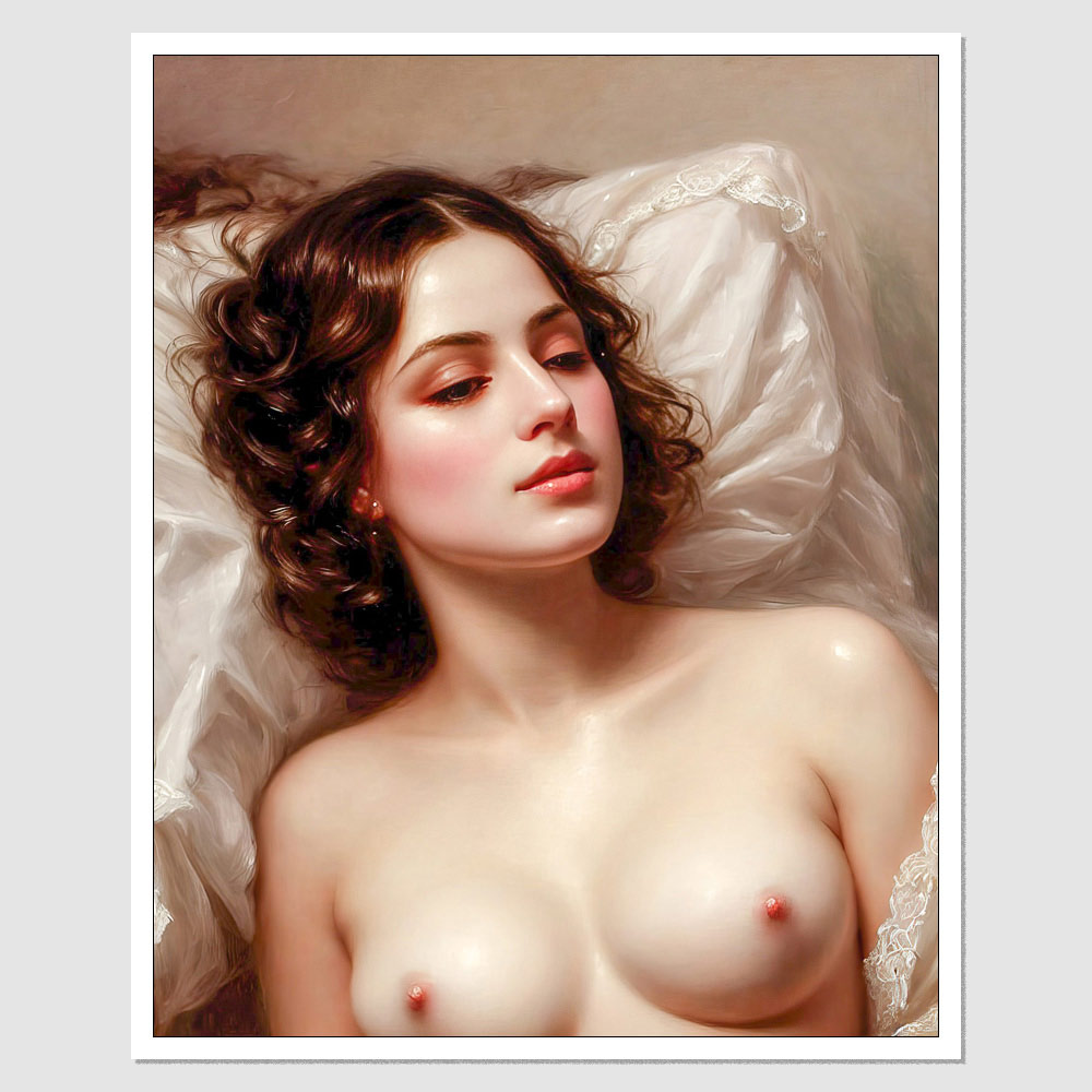 SD-03832 A Painting Of A Naked Nude Woman Laying On A Bed, A Detailed  Painting, inspired by Padme Amidala, In Victorian Aristocrat 8×10 –  GlossyTreats
