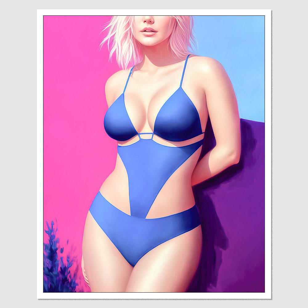 SD-07873 Elisha Cuthbert A Woman In A Blue Bikini Posing For A Picture, A  Pop Art Painting, inspired by Jan Tengnagel, Photorealism, 8 0 S Anime,  Girl ...