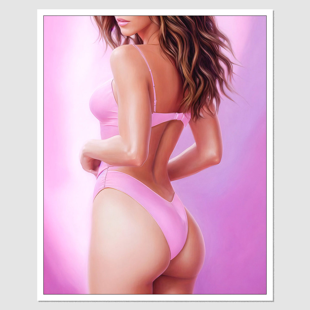 SD-08414 Kate Beckinsale A Painting Of A Woman In A Pink Bikini, A  Photorealistic Painting, Featured On , Kate Beckinsale, inspired by Marc  Brunet ...