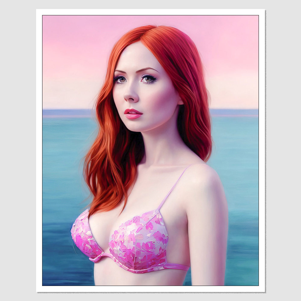 SD-09022 Karen Gilan A Painting Of A Woman In A Pink Bikini, A  Photorealistic Painting, Featured On , inspired by Karen Gillan, Lolita,  Ginger 8×10 – GlossyTreats