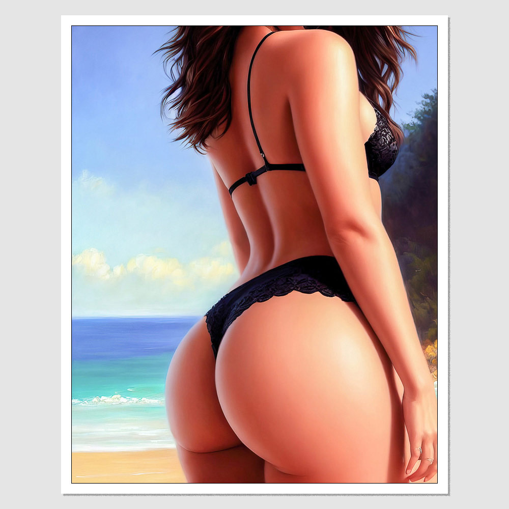 SD-13428 Lacey Chabert A Painting Of A Woman In A Bikini On The Beach, A  Photorealistic Painting, Featured On , Fantastic Realism, inspired by Pawg,  ...